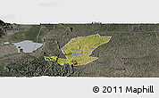 Satellite Panoramic Map of Ibanda, darken, semi-desaturated