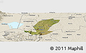 Satellite Panoramic Map of Ibanda, shaded relief outside