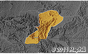 Physical 3D Map of Isingiro, darken, desaturated