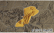 Physical 3D Map of Isingiro, darken, semi-desaturated