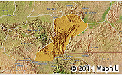 Physical 3D Map of Isingiro, satellite outside