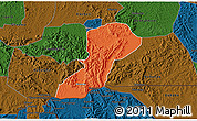 Political 3D Map of Isingiro, darken