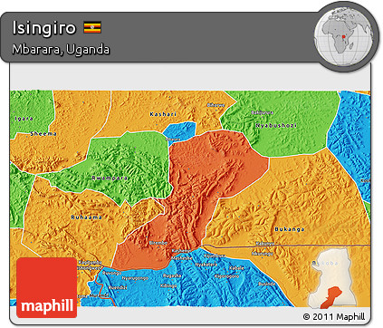 Political 3D Map of Isingiro