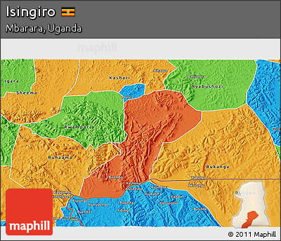 Political 3D Map of Isingiro