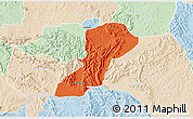 Political 3D Map of Isingiro, lighten