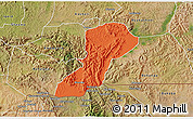 Political 3D Map of Isingiro, satellite outside