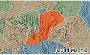 Political 3D Map of Isingiro, semi-desaturated