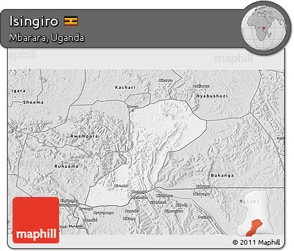 Silver Style 3D Map of Isingiro