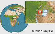 Satellite Location Map of Isingiro, highlighted parent region
