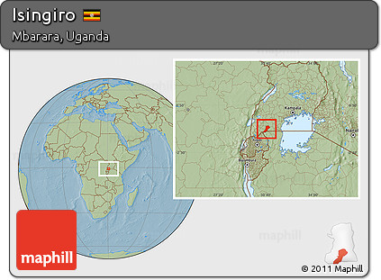 Savanna Style Location Map of Isingiro, hill shading