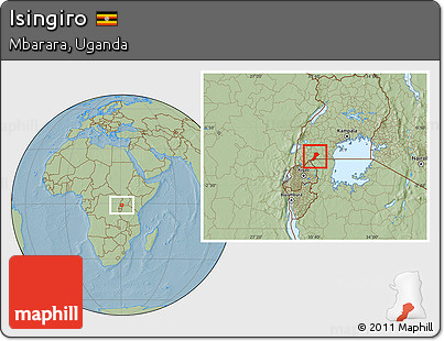 Savanna Style Location Map of Isingiro, hill shading