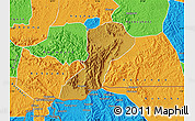 Physical Map of Isingiro, political outside