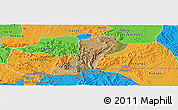Satellite Panoramic Map of Isingiro, political outside