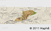 Satellite Panoramic Map of Isingiro, shaded relief outside