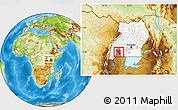 Physical Location Map of Nyabushozi, highlighted country, highlighted parent region, within the entire country