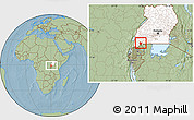 Savanna Style Location Map of Ruhaama, highlighted country, hill shading