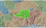 Political 3D Map of Rwampara, semi-desaturated