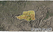Satellite 3D Map of Rwampara, darken, semi-desaturated