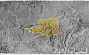 Satellite 3D Map of Rwampara, desaturated