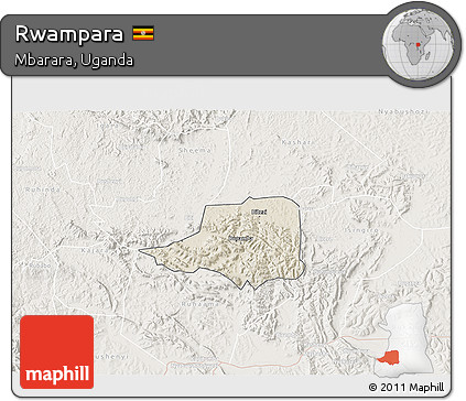 Shaded Relief 3D Map of Rwampara, lighten