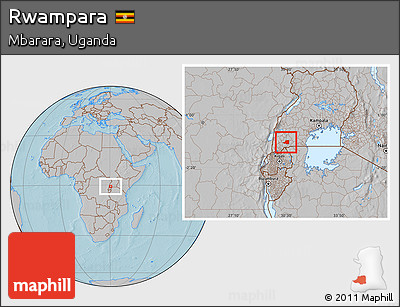 Gray Location Map of Rwampara, hill shading