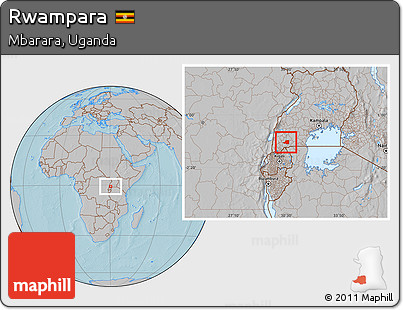 Gray Location Map of Rwampara, hill shading