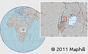 Gray Location Map of Rwampara, hill shading