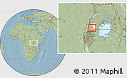 Savanna Style Location Map of Rwampara, highlighted parent region, hill shading