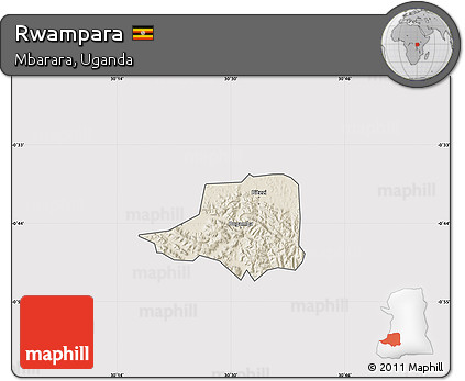 Shaded Relief Map of Rwampara, cropped outside