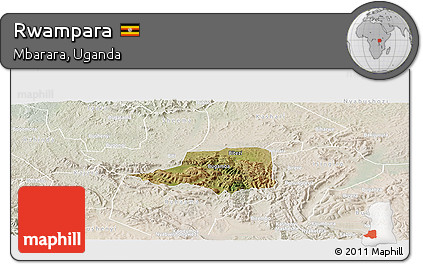 Satellite Panoramic Map of Rwampara, lighten