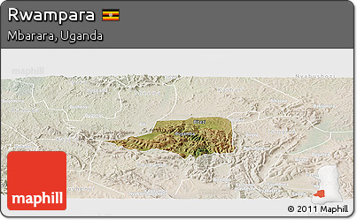 Satellite Panoramic Map of Rwampara, lighten