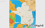 Shaded Relief 3D Map of Moroto, political outside