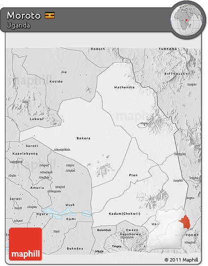 Silver Style 3D Map of Moroto
