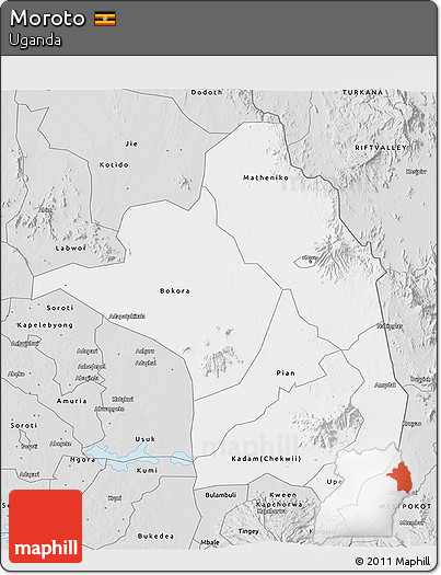 Silver Style 3D Map of Moroto