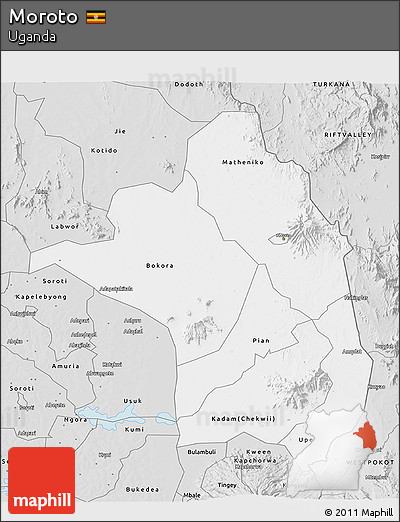 Silver Style 3D Map of Moroto