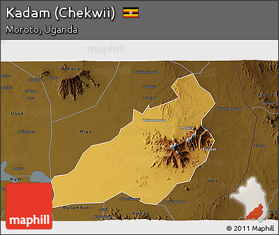 Physical 3D Map of Kadam (Chekwii), darken