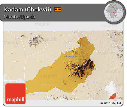 Physical 3D Map of Kadam (Chekwii), lighten