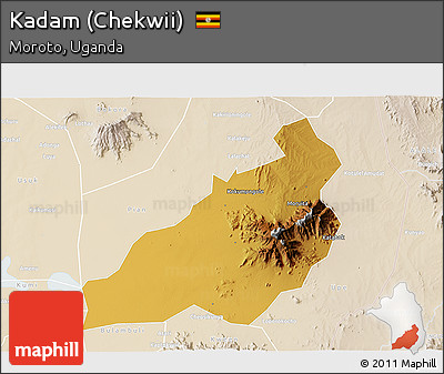 Physical 3D Map of Kadam (Chekwii), lighten