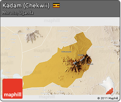 Physical 3D Map of Kadam (Chekwii), lighten