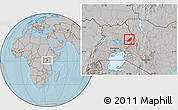 Gray Location Map of Kadam (Chekwii), hill shading