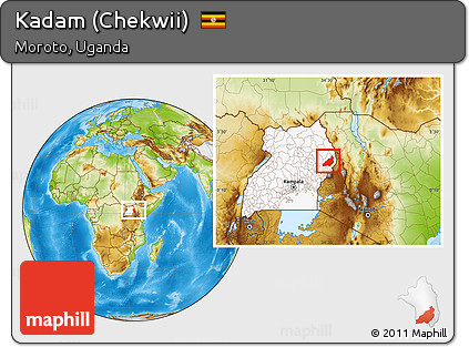 Physical Location Map of Kadam (Chekwii), highlighted country