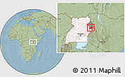 Savanna Style Location Map of Kadam (Chekwii), highlighted country, highlighted parent region, hill shading
