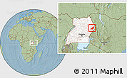 Savanna Style Location Map of Kadam (Chekwii), highlighted country, hill shading