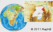 Physical Location Map of Moroto, highlighted country, within the entire country