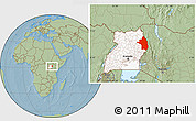 Savanna Style Location Map of Moroto, highlighted country, hill shading