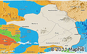 Shaded Relief Panoramic Map of Moroto, political outside