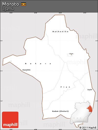 Classic Style Simple Map of Moroto, cropped outside