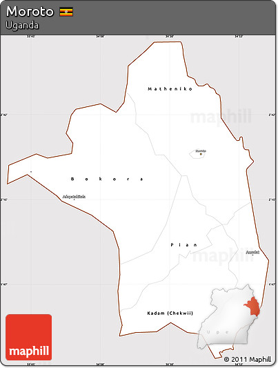 Classic Style Simple Map of Moroto, cropped outside