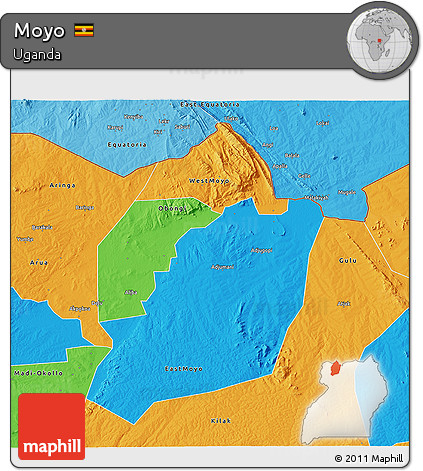 Political 3D Map of Moyo