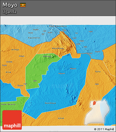 Political 3D Map of Moyo